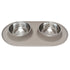 Messy Mutts Double Silicon Dog Feeder Pet Food Bowl - Medium 1.5 Cups per Bowl - Grey