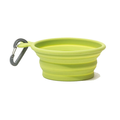 Messy Mutts Silicone Collapsible Dog Bowl - Medium 3 Cups Per Bowl - Green