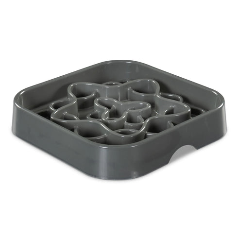 Messy Mutts Slow Feeder Square Dog Bowl - Grey - 8 Cup Capacity