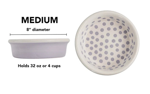 Petware Happy Spots Ceramic Pet Bowl - Medium - Lavender