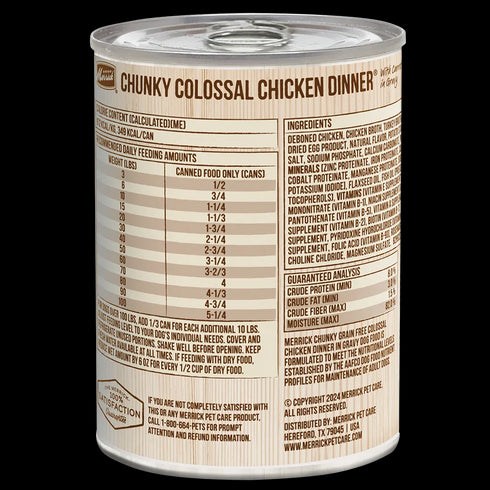 Merrick Classic Grain Free Wet Dog Food - Chunky Colossal Chicken - 12.7oz Can