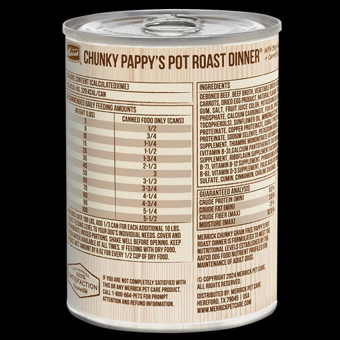 Merrick Classic Grain Free Wet Dog Food - Chunky Pappy's Pot Roast - 12.7oz Can
