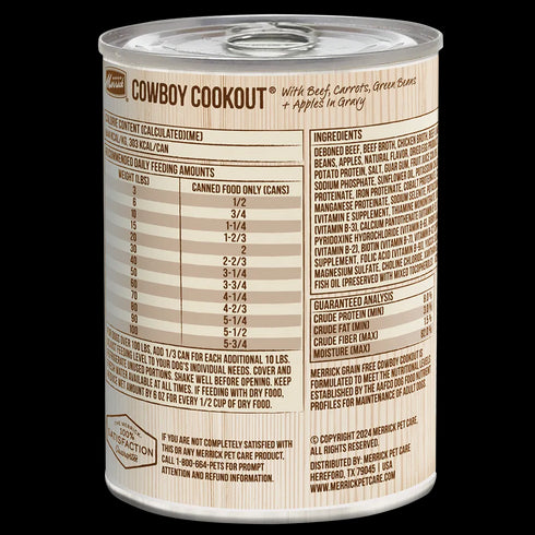 Merrick Classic Grain Free Wet Dog Food - Cowboy Cookout - 12.7oz Can