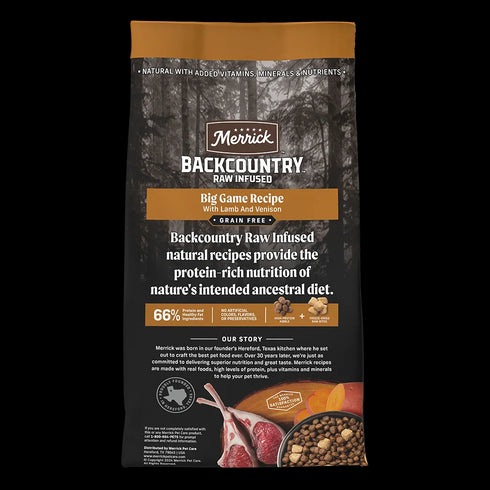 Merrick Backcountry Grain Free Raw Infused Dry Dog Food - Big Game - 20lb Bag