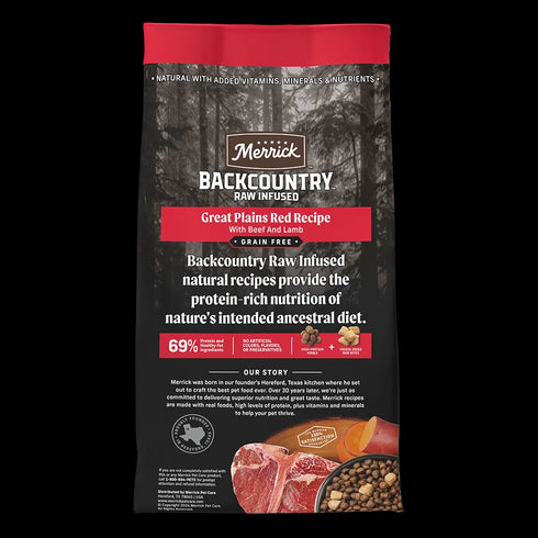 Merrick Backcountry Grain Free Raw Infused Dry Dog Food - Great Plains Red - 20lb Bag