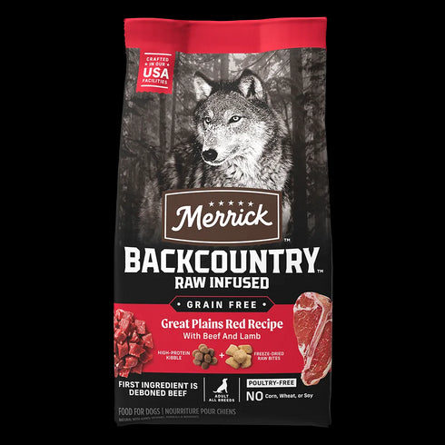 Merrick Backcountry Grain Free Raw Infused Dry Dog Food - Great Plains Red - 20lb Bag