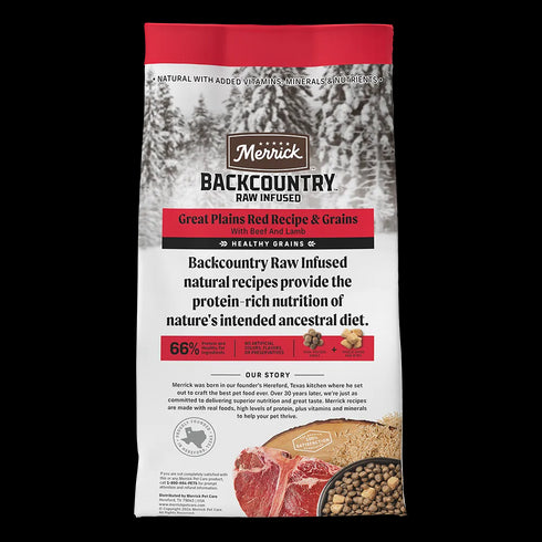 Merrick Backcountry Healthy Grains Raw Infused Dry Dog Food - Great Plains Red - 4lb Bag