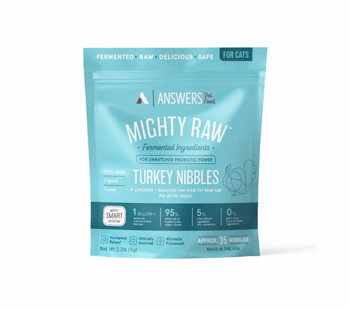 Answers Frozen Mighty Raw Cat Food - Turkey Nibbles - 2.2lb Bag