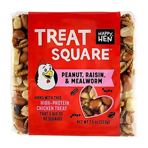 Happy Hen Treats Square Peanut, Raisin & Mealworm Chicken Treats 7.5oz - Poudre Pet and Feed Supply
