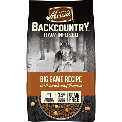 Merrick Backcountry Freeze-Dried Raw Grain-Free Big Game Recipe with Lamb & Venison Dry Dog Food 20lb - Poudre Pet and Feed Supply