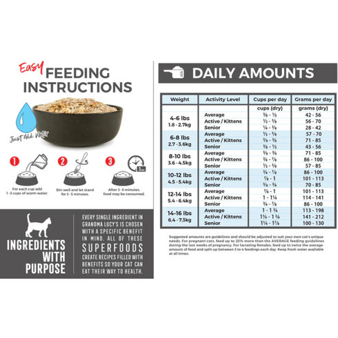 Grandma Lucy's Artisan Freeze Dried Chicken Fish Cat Food 1 lb - Poudre Pet and Feed Supply