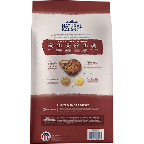 Natural Balance Limited Ingredient Diet Beef & Brown Rice Dry Dog Food 12lb - Poudre Pet and Feed Supply