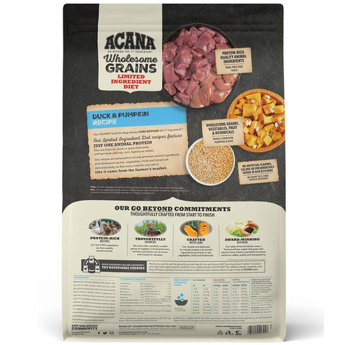 Acana Wholesome Grains Limited Ingredient Diet Duck & Pumpkin Recipe Dry Dog Food 4lb - Poudre Pet and Feed Supply