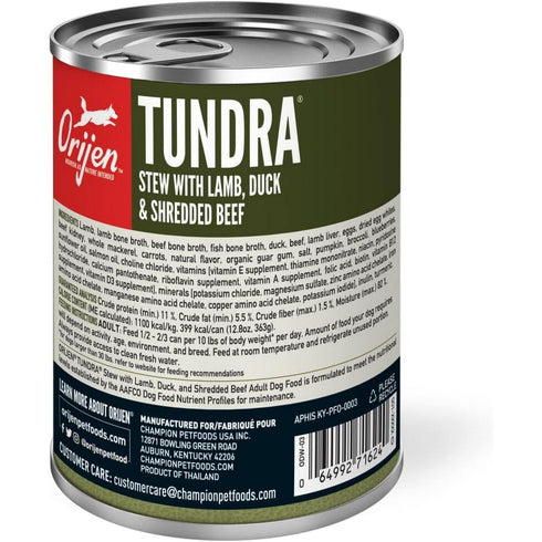 Orijen Duck Lamb Shredded Beef Tundra Canned Dog Food 12.8oz - Poudre Pet and Feed Supply