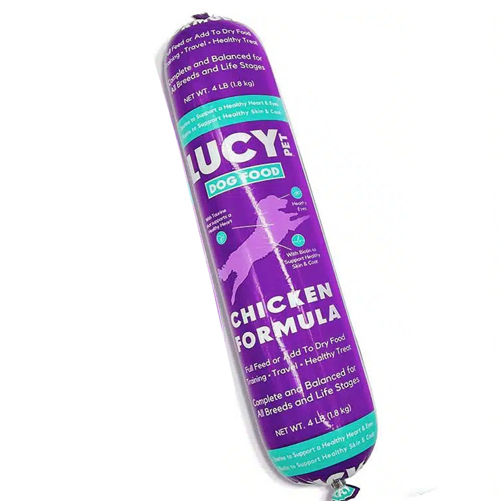 Lucy Pet Chicken Formula Dog Food Roll 4lb Poudre Pet and Feed Supply