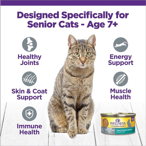 Wellness Complete Health Age Advantage Pate 7+ Tuna Salmon Cat Food 3oz - Poudre Pet and Feed Supply