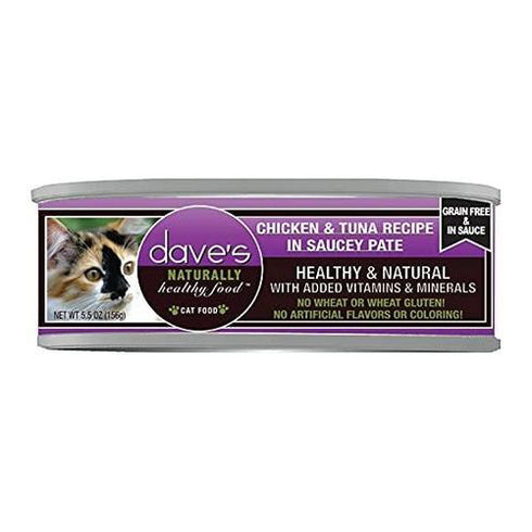 Dave's Pet Food Chicken & Tuna Saucey Pate Wet Cat Food 5.5oz - Poudre Pet and Feed Supply
