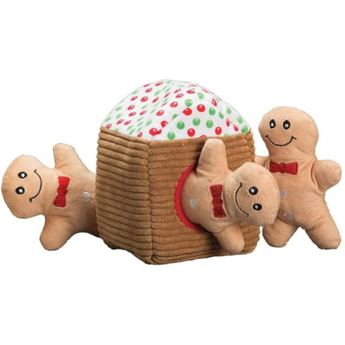 PatchWorkPet Gingerbread House with Men 10" Plush Dog Toy  Set - Poudre Pet & Feed Supply