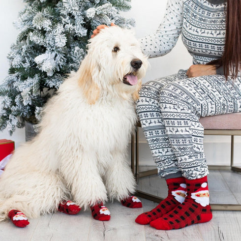 Pearhead Buffalo Check Santa Human and Dog Sock Set - Poudre Pet & Feed Supply 2