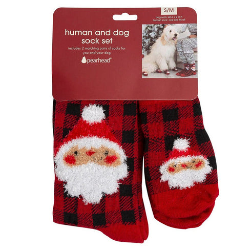 Pearhead Buffalo Check Santa Human and Dog Sock Set - Poudre Pet & Feed Supply 4