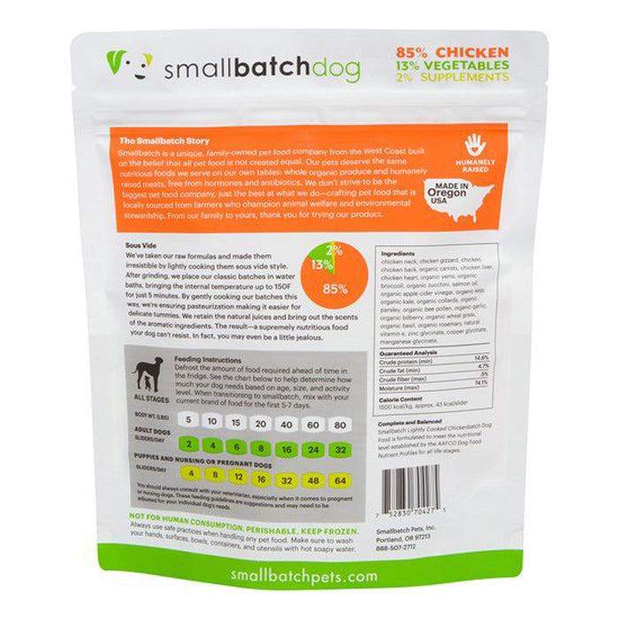 Smallbatch Lightly Cooked Frozen Chicken Batch Dog Food 2lb Poudre