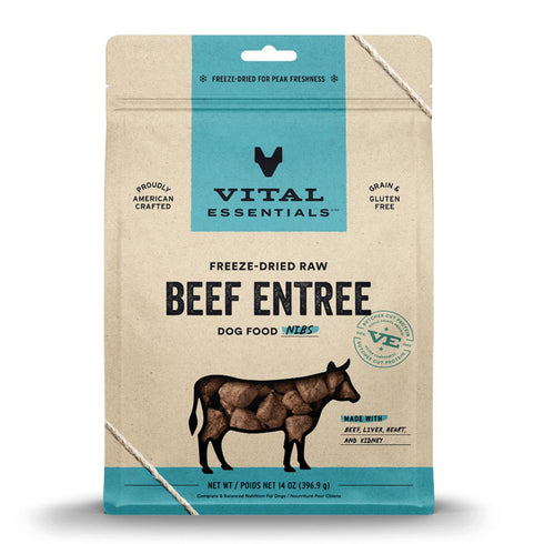 Vital Essentials Freeze-Dried Raw Beef Entree Dog Food Nibs 14oz - Poudre Pet and Feed Supply