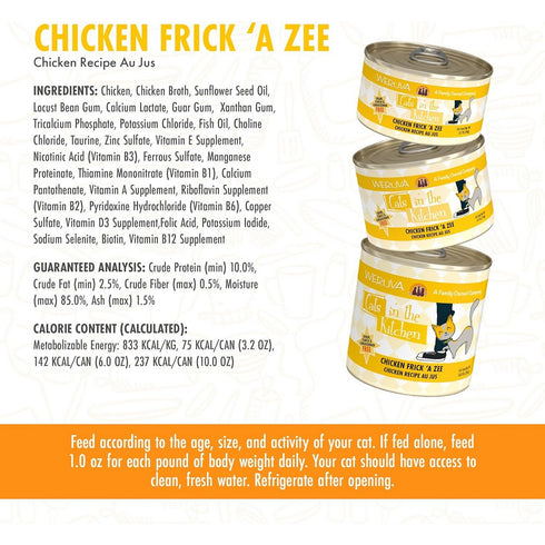 Weruva Chicken Recipe Au Jus Kitten Frick A Zee Canned Cat Food 3oz - Poudre Pet and Feed Supply