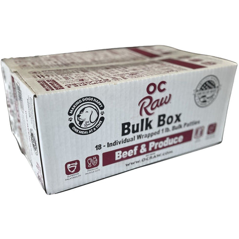 OC Raw Frozen Beef & Produce Dog Food 18lb Bulk Box - Poudre Pet & Feed Supply