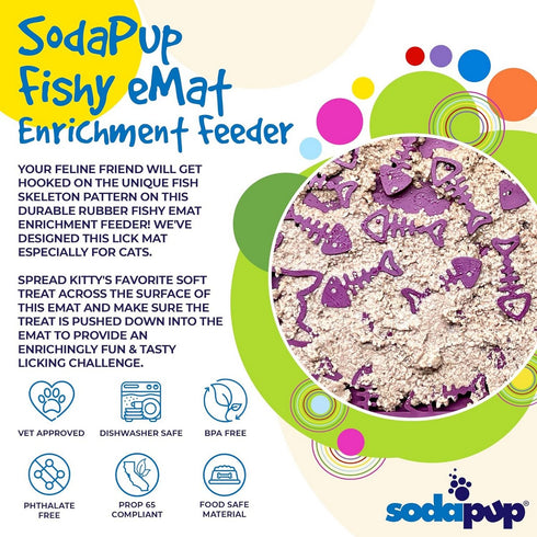 SodaPup Dog & Cat Fishy eMat Lick Mat Small Plum - Poudre Pet and Feed Supply