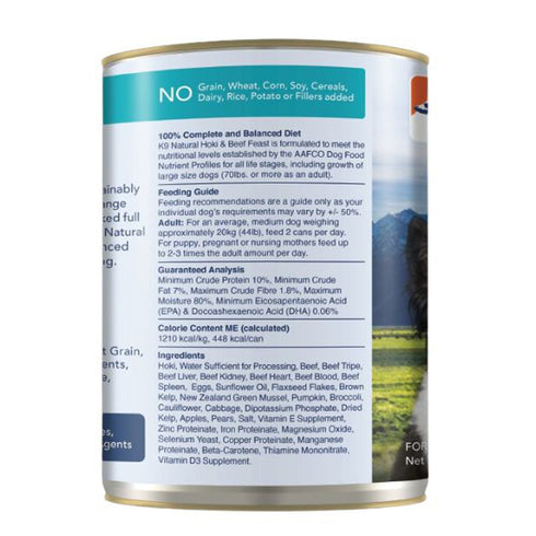 K9 Natural Hoki & Beef Feast Canned Dog Food 13oz - Poudre Pet and Feed Supply