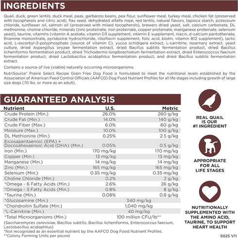 NutriSource Grain Free Prairie Select Recipe Dry Dog Food 26lb Bag