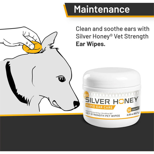 VSI Absorbine Silver Honey Rapid Ear Care Vet Strength Pet Wipes 50Ct - Poudre Pet and Feed Supply