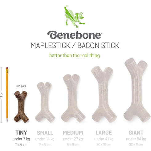 Benebone 2-Pack Maplestick Zaggler Durable Dog Chew Toys Bacon & Maplewood poudrefeed.com 5