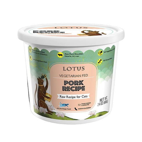 Lotus Cat Frozen Pork Raw Cat Food 24oz poudrefeed.com