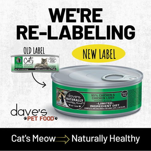 Dave's Naturally Healthy 95% Chicken & Chicken Liver Pate Cat Food 5.5oz poudrefeed.com