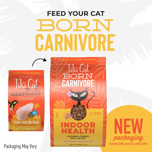 Tiki Cat Born Carnivore Indoor Health Dry Cat Food - Chicken & Turkey - 3lb Bag