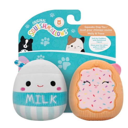 Squishmallows Squeaky Plush Dog Toys Breakfast 2-Pack Melly & Fresa - Poudre Pet & Feed Supply
