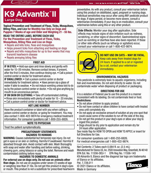 K9 Advantix II Large Dog Tick & Mosquito Treatment & Prevention for Dogs 2 pack