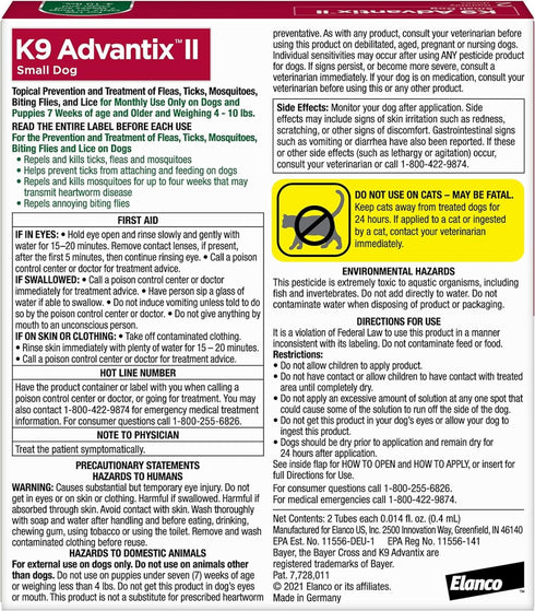 K9 Advantix II Tick & Mosquito Treatment & Prevention for Dogs 2ct