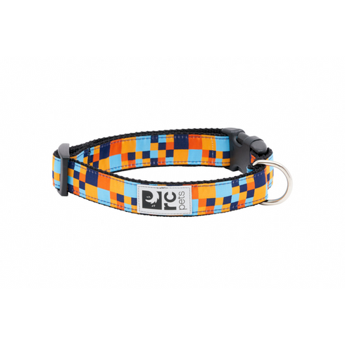 RC PET Dog Clip Collar, M, Pixel Blue, 1"/ 12"-20" - Poudre Pet and Feed Supply