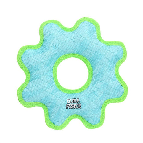 Tuffy's DuraForce Med Gear Ring Tiger Blue-Green Dog Toy - Poudre Pet & Feed Supply