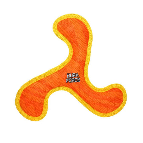 Tuffy's DuraForce Jr Boomerang Orange Yellow Dog Toy - Poudre Pet & Feed Supply