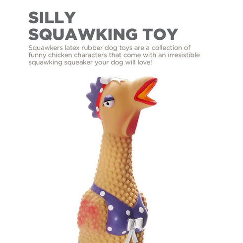 Outward Hound Squawkers Henrietta Latex Rubber Chicken Interactive Dog Toy Large poudrefeed.com