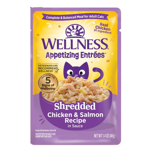 Wellness Appetizing Entrees Shredded Chicken & Salmon Wet Cat Food 1.4oz - Poudre Pet & Feed Supply
