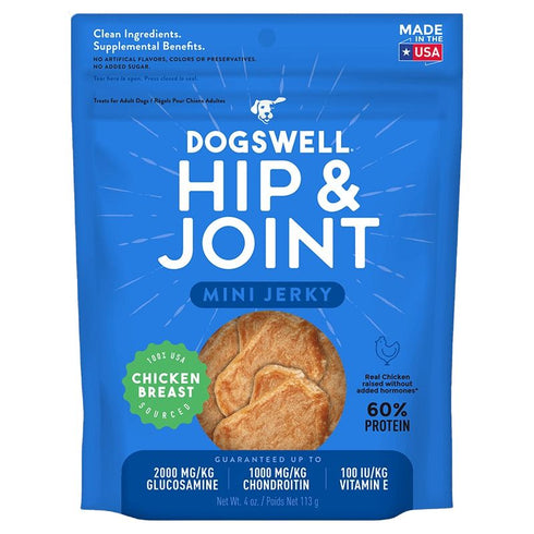 Dogswell Hip & Joint Mini Jerky Chicken Breast Dog Treats 4oz - Poudre Pet & Feed Supply