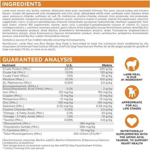NutriSource Lamb Meal & Rice Healthy Dry Dog Food 12lb - Poudre Pet & Feed Supply 5