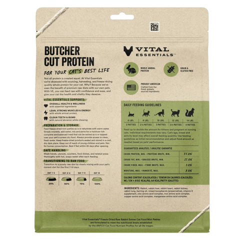 Vital Essentials Freeze-Dried Mini Patties Rabbit Raw Cat Food 8oz - Poudre Pet & Feed Supply 2