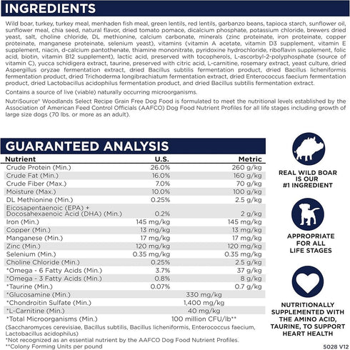 NutriSource Woodlands Select Grain Free Dry Dog Food 4lb - Poudre Pet & Feed Supply 4