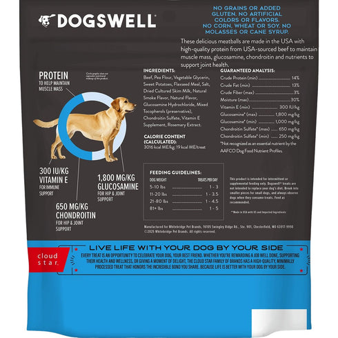 DogsWell Hip & Joint Meatballs Grain Free Beef Dog Treats 14oz - Poudre Pet & Feed Supply 2