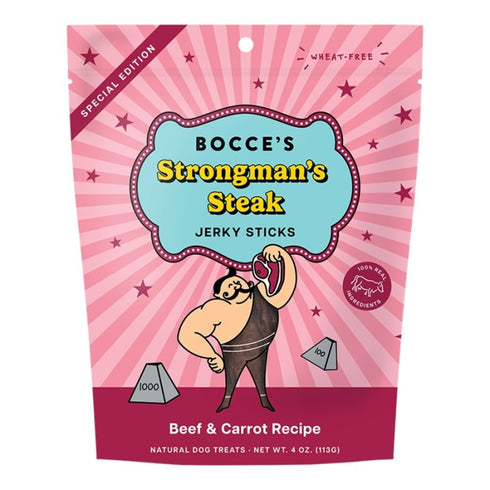 Bocce's Strongman's Steak Beef & Carrot Jerky Dog Treats 4oz - Poudre Pet & Feed Supply